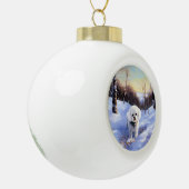 Bichon Frise Laat het sneeuwKerstmis Keramische Bal Ornament (Links)