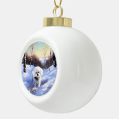 Bichon Frise Laat het sneeuwKerstmis Keramische Bal Ornament (Rechts)