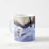 Bichon Frise Laat het sneeuwKerstmis Koffiemok (Voorkant links)