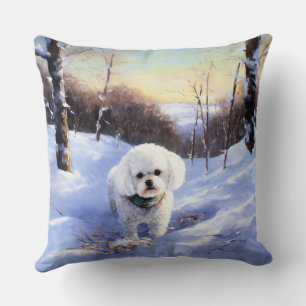 Bichon Frise Laat het sneeuwKerstmis Kussen