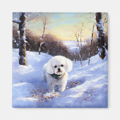 Bichon Frise Laat het sneeuwKerstmis Magneet (Voorkant)