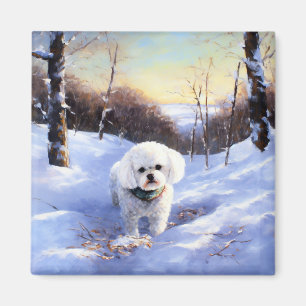 Bichon Frise Laat het sneeuwKerstmis Magneet
