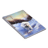 Bichon Frise Laat het sneeuwKerstmis Notitieboek (Rechterzijde)