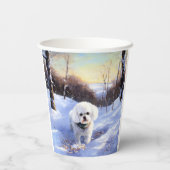 Bichon Frise Laat het sneeuwKerstmis Papieren Bekers (Achterkant)