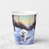 Bichon Frise Laat het sneeuwKerstmis Papieren Bekers (Voorkant)