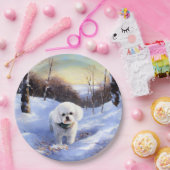 Bichon Frise Laat het sneeuwKerstmis Papieren Bordje (Feest)