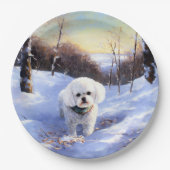 Bichon Frise Laat het sneeuwKerstmis Papieren Bordje (Voorkant)