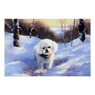 Bichon Frise Laat het sneeuwKerstmis Perfect Poster