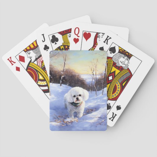 Bichon Frise Laat het sneeuwKerstmis Pokerkaarten (Achterkant)