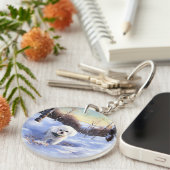 Bichon Frise Laat het sneeuwKerstmis Sleutelhanger (Voorkant Rechts)