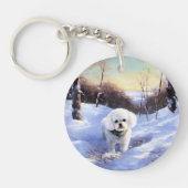 Bichon Frise Laat het sneeuwKerstmis Sleutelhanger (Voorkant)