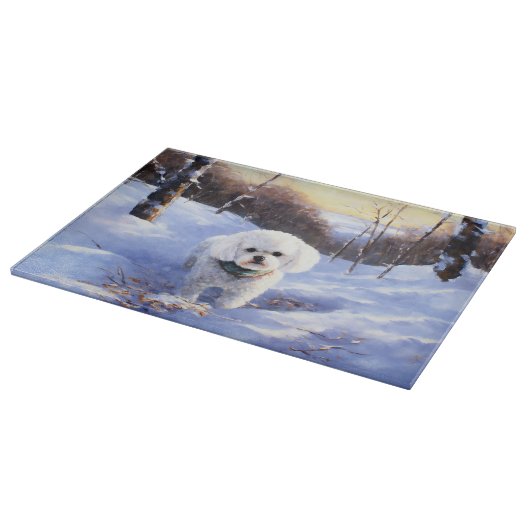 Bichon Frise Laat het sneeuwKerstmis Snijplank (Hoek)
