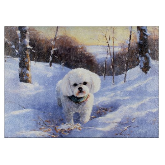 Bichon Frise Laat het sneeuwKerstmis Snijplank (Voorkant)