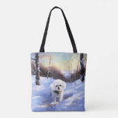 Bichon Frise Laat het sneeuwKerstmis Tote Bag (Achterkant)