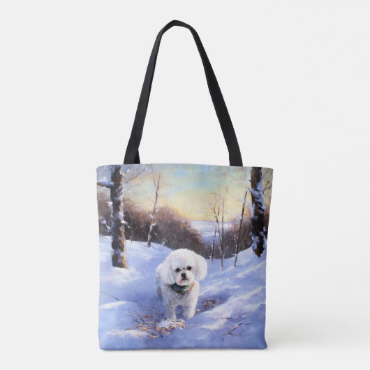 Bichon Frise Laat het sneeuwKerstmis Tote Bag (Achterkant)