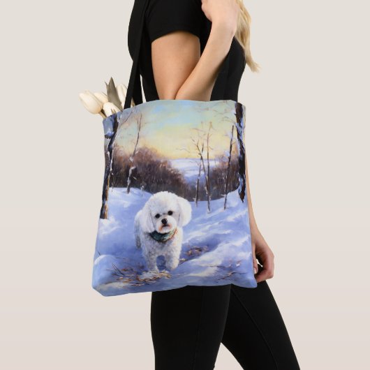 Bichon Frise Laat het sneeuwKerstmis Tote Bag (Dichtbij)