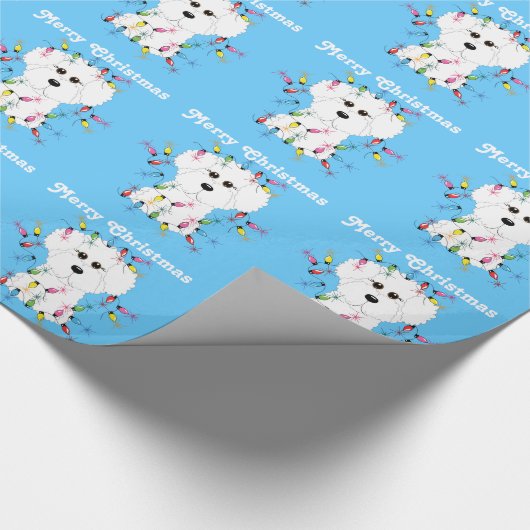 Bichon Frise licht kerstcadeaupapier Cadeaupapier (Hoek)