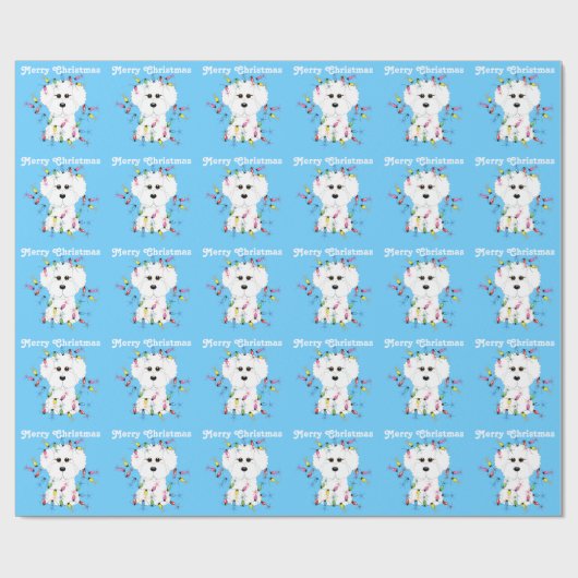 Bichon Frise licht kerstcadeaupapier Cadeaupapier (Vlak)