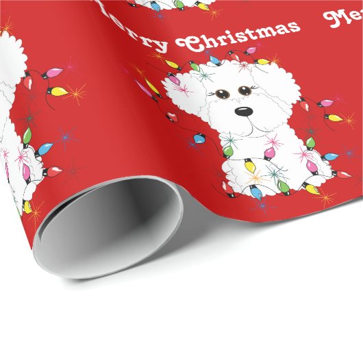 Bichon Frise licht kerstcadeaupapier Cadeaupapier (Rol Hoek)