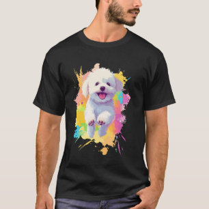 Bichon Frise-liefhebbers Kleurrijke Spat Kunst Bic T-shirt