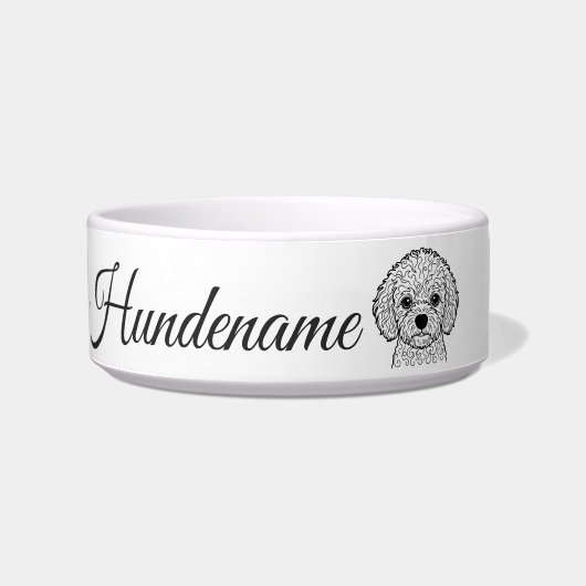 Bichon Frise Line Art personalized bowl Voerbakje (Voorkant)