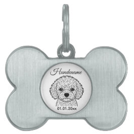 Bichon Frise Line Art Personalized Tag Huisdieren Naamplaatje