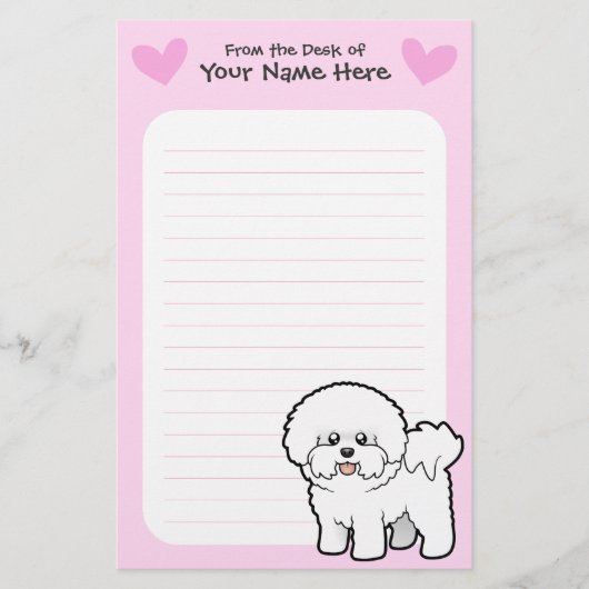 Bichon Frise Love Briefpapier (Voorkant)