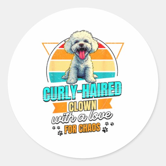 Bichon Frise Lover Funny Bichon Frise Retro  Ronde Sticker (Voorkant)