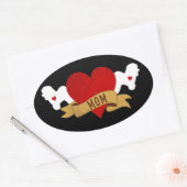 Bichon Frise mama [Tattoo stijl] Ovale Sticker (Envelop)
