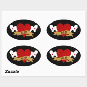 Bichon Frise mama [Tattoo stijl] Ovale Sticker (Vel)