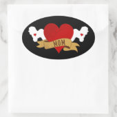 Bichon Frise mama [Tattoo stijl] Ovale Sticker (Tas)