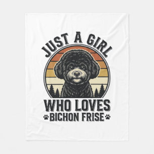 Bichon Frise Meisje Vintage Hond Liefhebber Shirt_ Fleece Deken