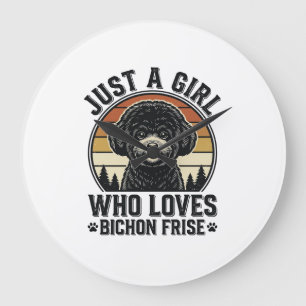 Bichon Frise Meisje Vintage Hond Liefhebber Shirt_ Grote Klok