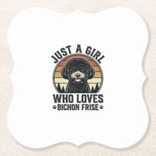 Bichon Frise Meisje Vintage Hond Liefhebber Shirt_ Kartonnen Onderzetters