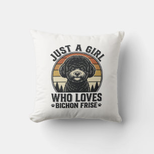 Bichon Frise Meisje Vintage Hond Liefhebber Shirt_ Kussen