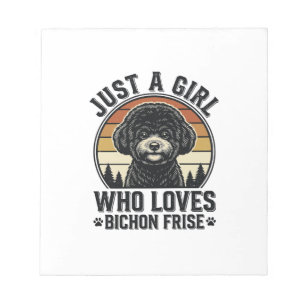 Bichon Frise Meisje Vintage Hond Liefhebber Shirt_ Notitieblok