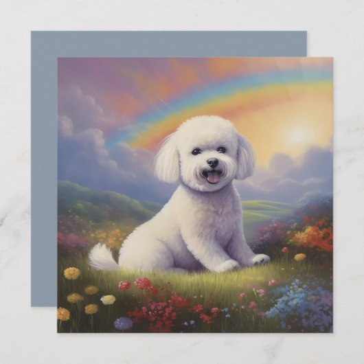 Bichon Frise Memorial Aangepaste hondennaam Rainbo (Voorkant / Achterkant)