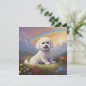 Bichon Frise Memorial Aangepaste hondennaam Rainbo (Staand voorkant)