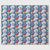 Bichon Frise met ballonnen Cadeaupapier (Vlak)