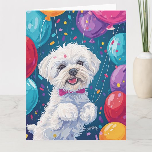 Bichon Frise met Ballonnen Kaart (Voorkant)