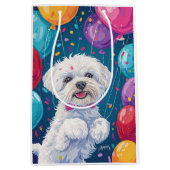 Bichon Frise met ballonnen Medium Cadeauzakje (Voorkant)