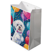 Bichon Frise met ballonnen Medium Cadeauzakje (Achterkant Gekanteld)