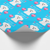 Bichon Frise met Cupcakes Birthday Wrapping Paper Cadeaupapier (Hoek)