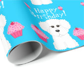 Bichon Frise met Cupcakes Birthday Wrapping Paper Cadeaupapier (Rol Hoek)