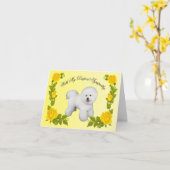 Bichon Frise met gele rozen, sympathie, verlies va Kaart (Gele Bloem)