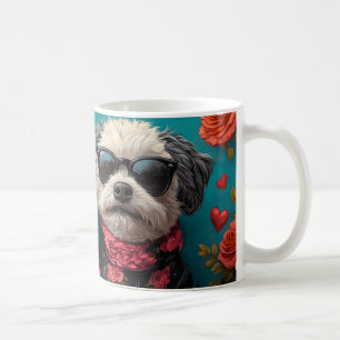Bichon Frise Met Hart Rozen Valentijnsdag Koffiemok