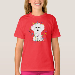 Bichon Frise met kerstlichten T-shirt