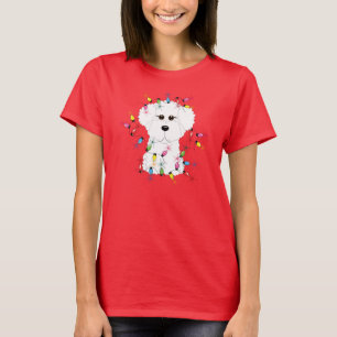 Bichon Frise met kerstlichten T-shirt