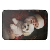 Bichon Frise met Kerstman Feestelijke Kerstmis Badmat (Voorkant)