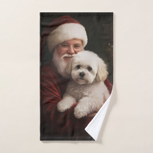 Bichon Frise met Sinterklaas Feestelijke Kerstmis Bad Handdoek (Handdoek)